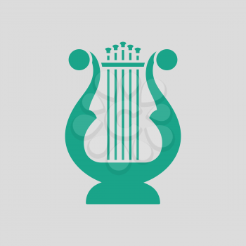 Lyre icon. Gray background with green. Vector illustration.