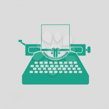 Typewriter icon. Gray background with green. Vector illustration.