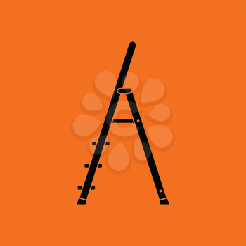 Construction ladder icon. Orange background with black. Vector illustration.