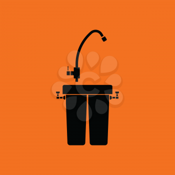 Water filter icon. Orange background with black. Vector illustration.