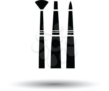Paint brushes set icon. White background with shadow design. Vector illustration.