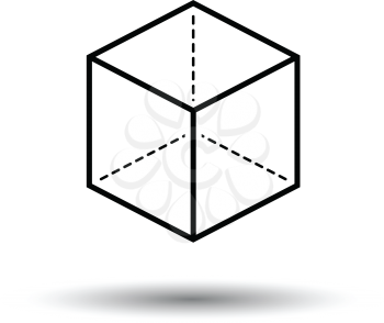 Cube with projection icon. White background with shadow design. Vector illustration.