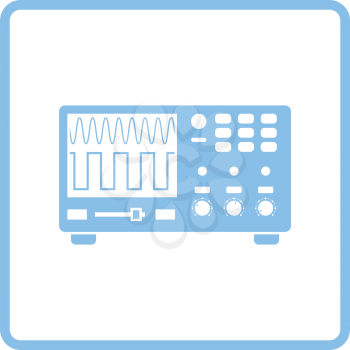 Oscilloscope icon. Blue frame design. Vector illustration.