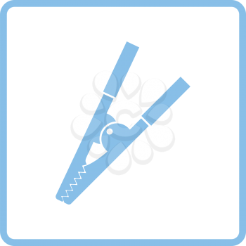 Crocodile clip icon. Blue frame design. Vector illustration.