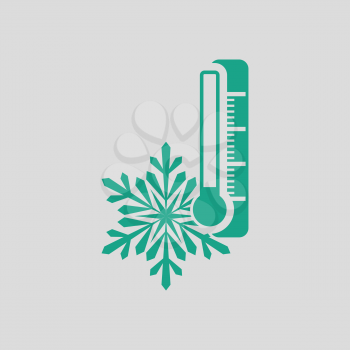 Winter cold icon. Gray background with green. Vector illustration.