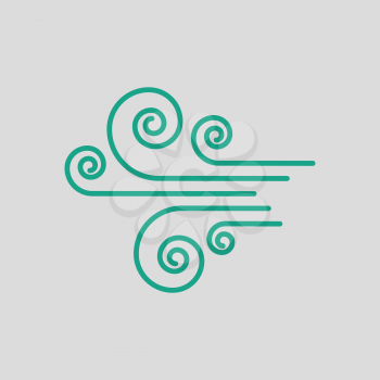 Wind icon. Gray background with green. Vector illustration.