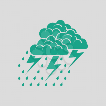 Thunderstorm icon. Gray background with green. Vector illustration.