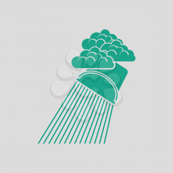 Rainfall like from bucket icon. Gray background with green. Vector illustration.