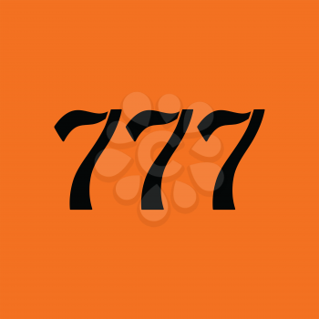 777 icon. Orange background with black. Vector illustration.
