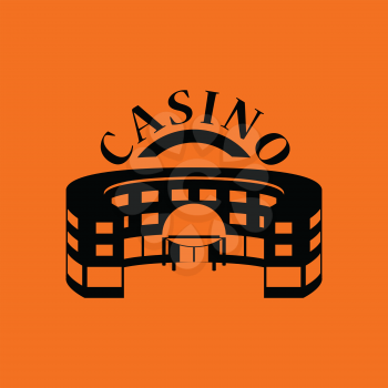 Casino building icon. Orange background with black. Vector illustration.