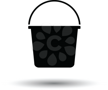 Bucket icon. White background with shadow design. Vector illustration.