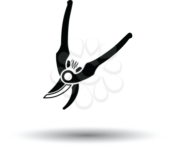 Garden scissors icon. White background with shadow design. Vector illustration.