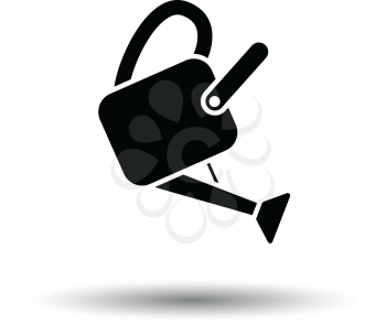 Watering can icon. White background with shadow design. Vector illustration.