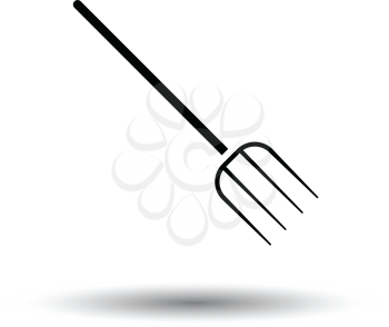 Pitchfork icon. White background with shadow design. Vector illustration.