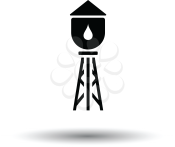 Water tower icon. White background with shadow design. Vector illustration.