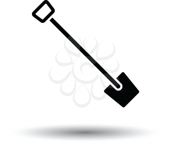 Shovel icon. White background with shadow design. Vector illustration.
