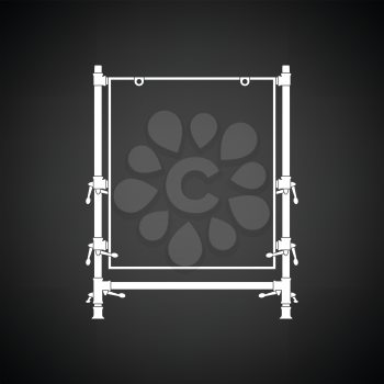 Icon of table for object photography. Black background with white. Vector illustration.