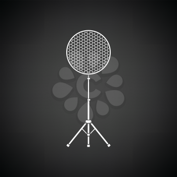 Icon of beauty dish flash. Black background with white. Vector illustration.