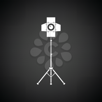 Icon of curtain light. Black background with white. Vector illustration.