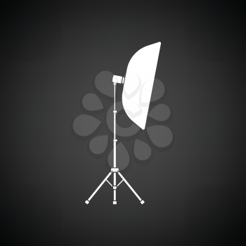 Icon of softbox light. Black background with white. Vector illustration.