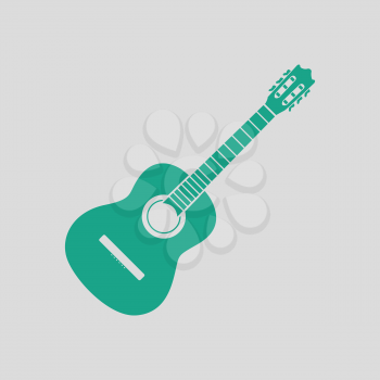 Acoustic guitar icon. Gray background with green. Vector illustration.