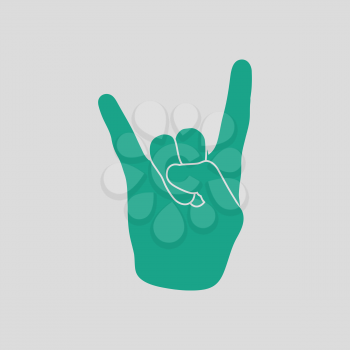Rock hand icon. Gray background with green. Vector illustration.