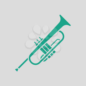 Horn icon. Gray background with green. Vector illustration.
