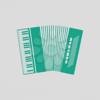 Accordion icon. Gray background with green. Vector illustration.