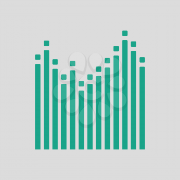 Graphic equalizer icon. Gray background with green. Vector illustration.
