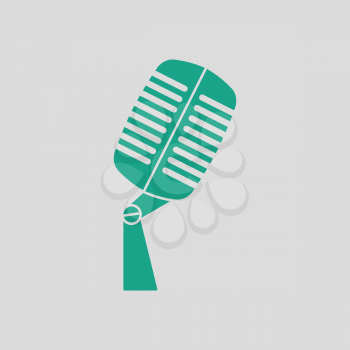 Old microphone icon. Gray background with green. Vector illustration.