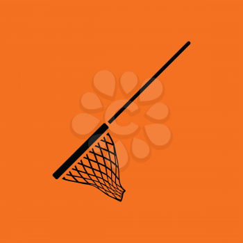 Icon of Fishing net . Orange background with black. Vector illustration.