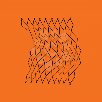 Icon of Fishing net . Orange background with black. Vector illustration.