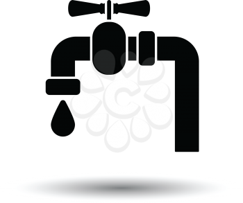 Icon of  pipe with valve. White background with shadow design. Vector illustration.