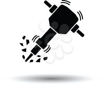 Icon of Construction jackhammer. White background with shadow design. Vector illustration.