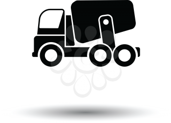 Icon of Concrete mixer truck . White background with shadow design. Vector illustration.