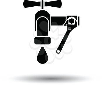 Icon of wrench and faucet. White background with shadow design. Vector illustration.