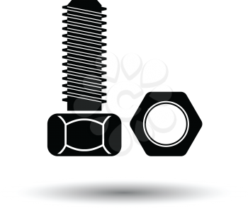 Icon of bolt and nut. White background with shadow design. Vector illustration.