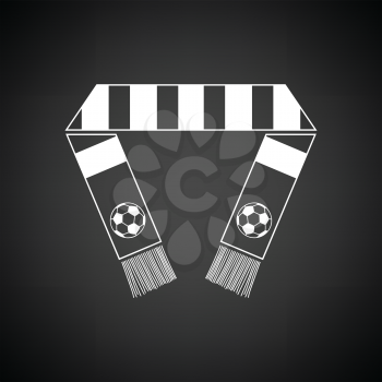 Football fans scarf icon. Black background with white. Vector illustration.