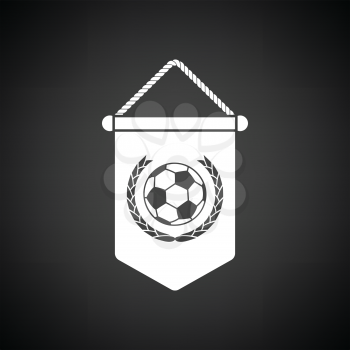Football pennant icon. Black background with white. Vector illustration.