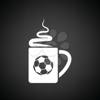 Football fans coffee cup with smoke icon. Black background with white. Vector illustration.