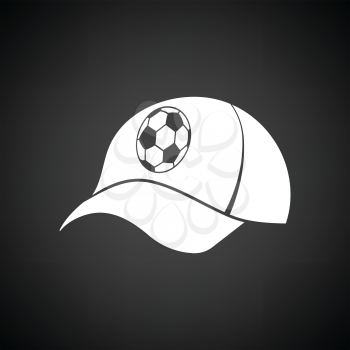 Football fans cap icon. Black background with white. Vector illustration.