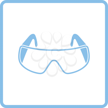 Icon of chemistry protective eyewear. White background with shadow design. Vector illustration.
