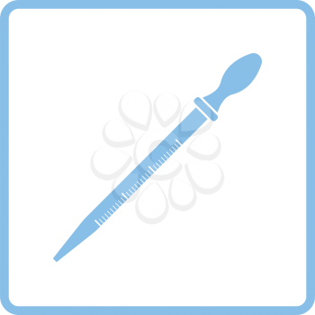 Icon of chemistry dropper. White background with shadow design. Vector illustration.