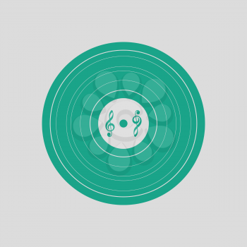 Analogue record icon. Gray background with green. Vector illustration.