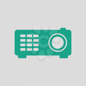 Video projector icon. Gray background with green. Vector illustration.