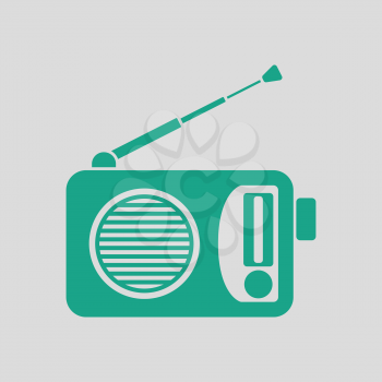Radio icon. Gray background with green. Vector illustration.