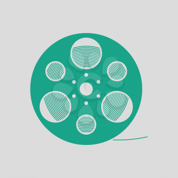 Film reel icon. Gray background with green. Vector illustration.