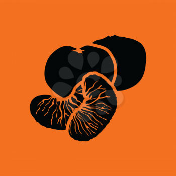 Mandarin icon. Orange background with black. Vector illustration.