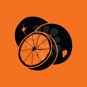 Orange icon. Orange background with black. Vector illustration.