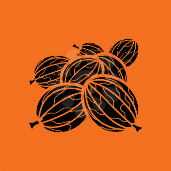 Gooseberry icon. Orange background with black. Vector illustration.